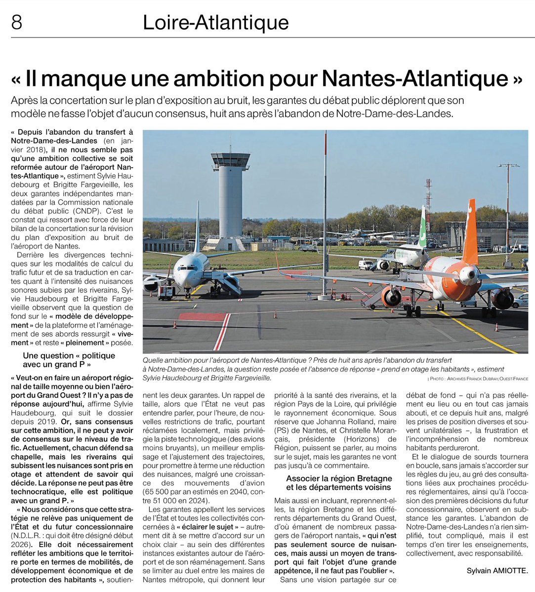 «Il manque 1 ambition pour #NantesAtlantique.1 question politique avec un grand P. Veut-on en faire 1 aéroport régional de taille moyenne ou bien l’aéroport du Grand Ouest?»
Plus de 100000 riverains et l’économie de notre région sont les victimes du manque de courage de nos élus
