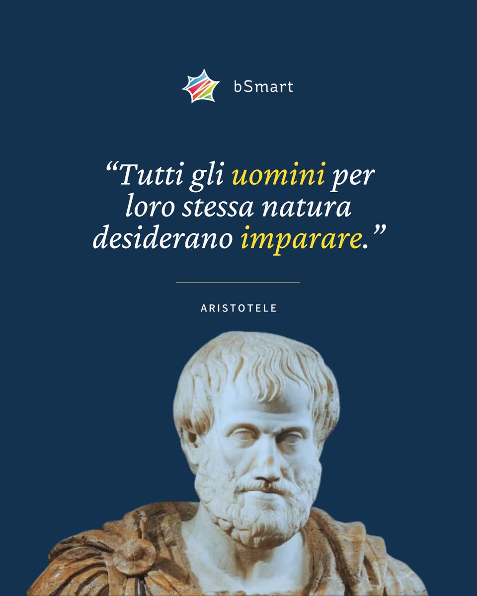 bSmart_it's tweet image. “Tutti gli uomini per loro stessa natura desiderano imparare.”
(Aristotele)

#quoteoftheday #quotestagram #scuola #scuolaitaliana #learning #vitadaprof #imparare #eduquote #eduquotes #inspirationalquotes #inspire #teamdocenti #education #educazione #citazione #aristotele