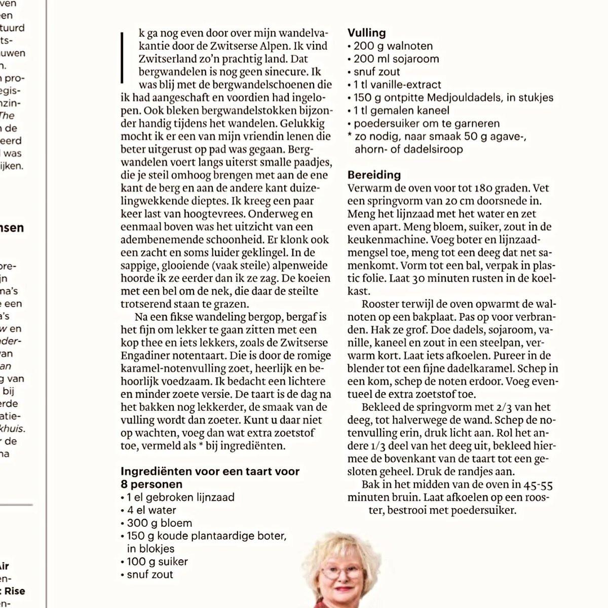 Heerlijk! Een lichtere Engadiner notentaart. Mijn kookcolumn en het recept vandaag in <a href="/trouw/">Trouw</a>