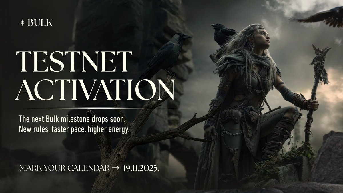 _CryptoNotes_'s tweet image. Always be @bulktrade maxing.

The next significant opportunity to enhance your digital presence is approaching.

Mark your calendar for the testnet launch on November 19, 2025.