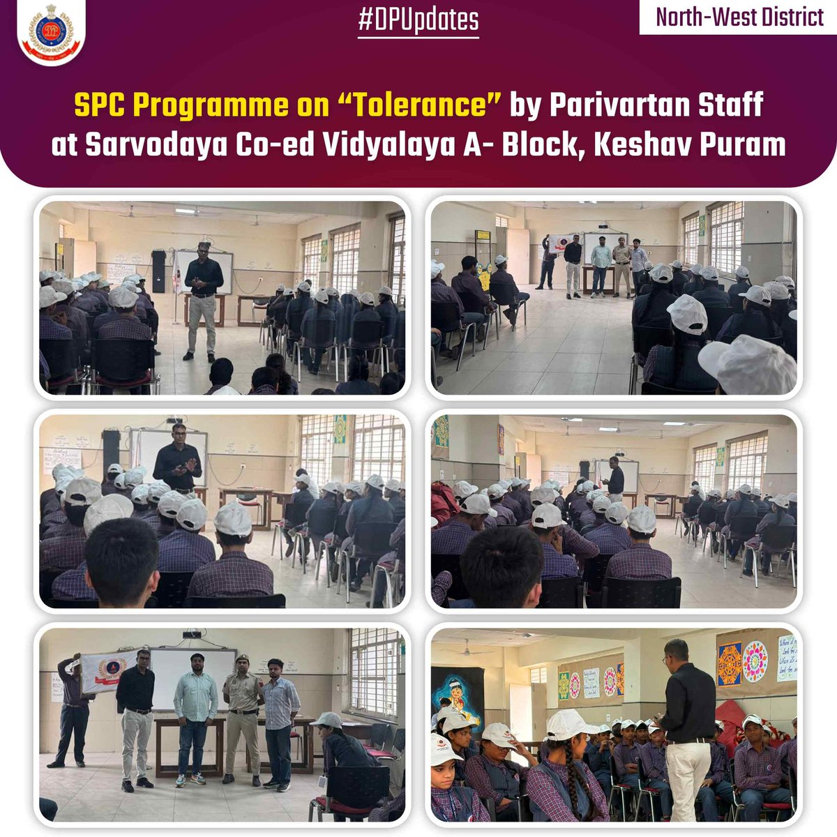 ✨ SPC Programme on “Tolerance” 🌿

🔆An insightful and engaging session on “Tolerance” was organized by the Parivartan Staff, North-West District at Sarvodaya Co-ed Vidyalaya, Keshav Puram. 💫

🔆A total of 94 SPC cadets participated with great enthusiasm and curiosity 🙌🏻.