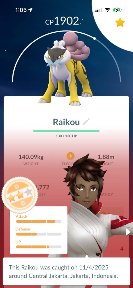 TheDukeOfRhac's tweet photo. finally added to my pokedex 💪🏼 (thanks to my brother for trading me his Raikou for my Suicune .. we just could not catch them ourselves) #pokemongo https://t.co/Yeinn8XCBr