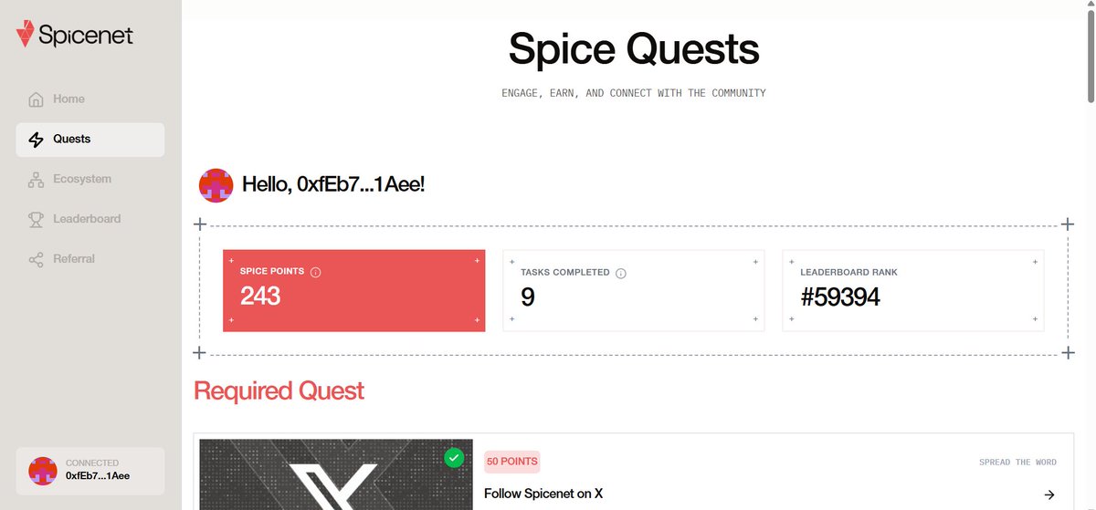 Grinding <a href="/spicenet/">Spicenet</a>  🌶️

Social quests ✅
Check-ins ✅
Content creation 🔥

Consistency is key.