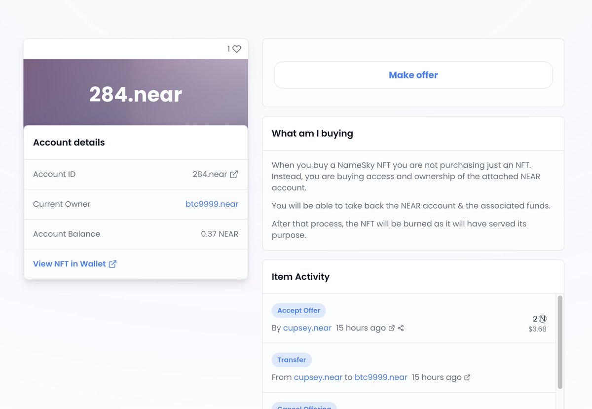 NameSky | NEAR account marketplace tweet media