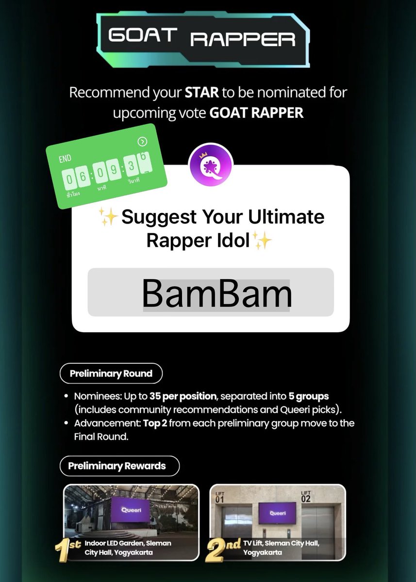 BamBamFandom's tweet photo. อย่าลืมเข้าไปโหวตนะคะ ปิดโหวตวันนี้
#BamBam https://t.co/aDvsUbZxGY