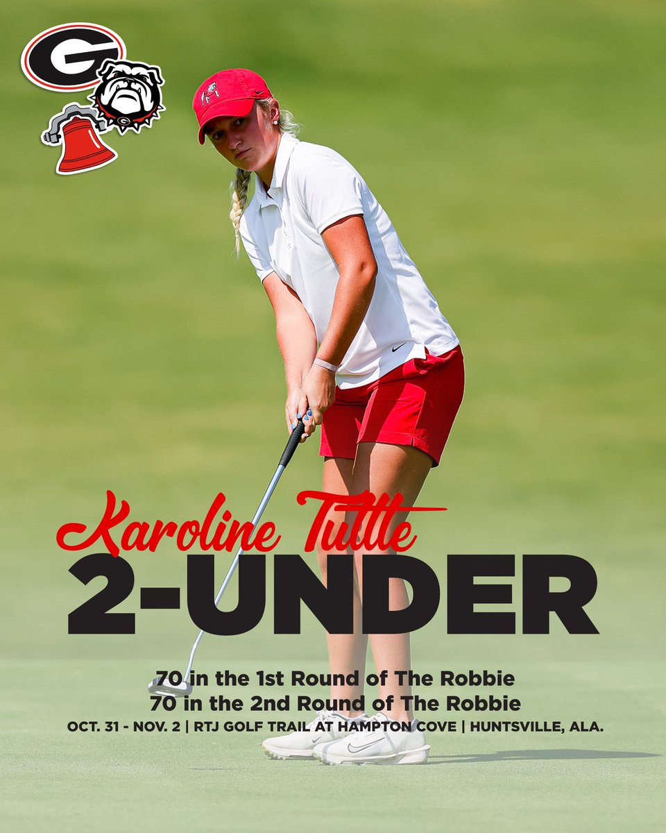 UGAWomensGolf's tweet photo. The 🐶’s attacked The Robbie with 5️⃣ rounds under par!

#GoDawgs https://t.co/Qx7Z9bTFWh