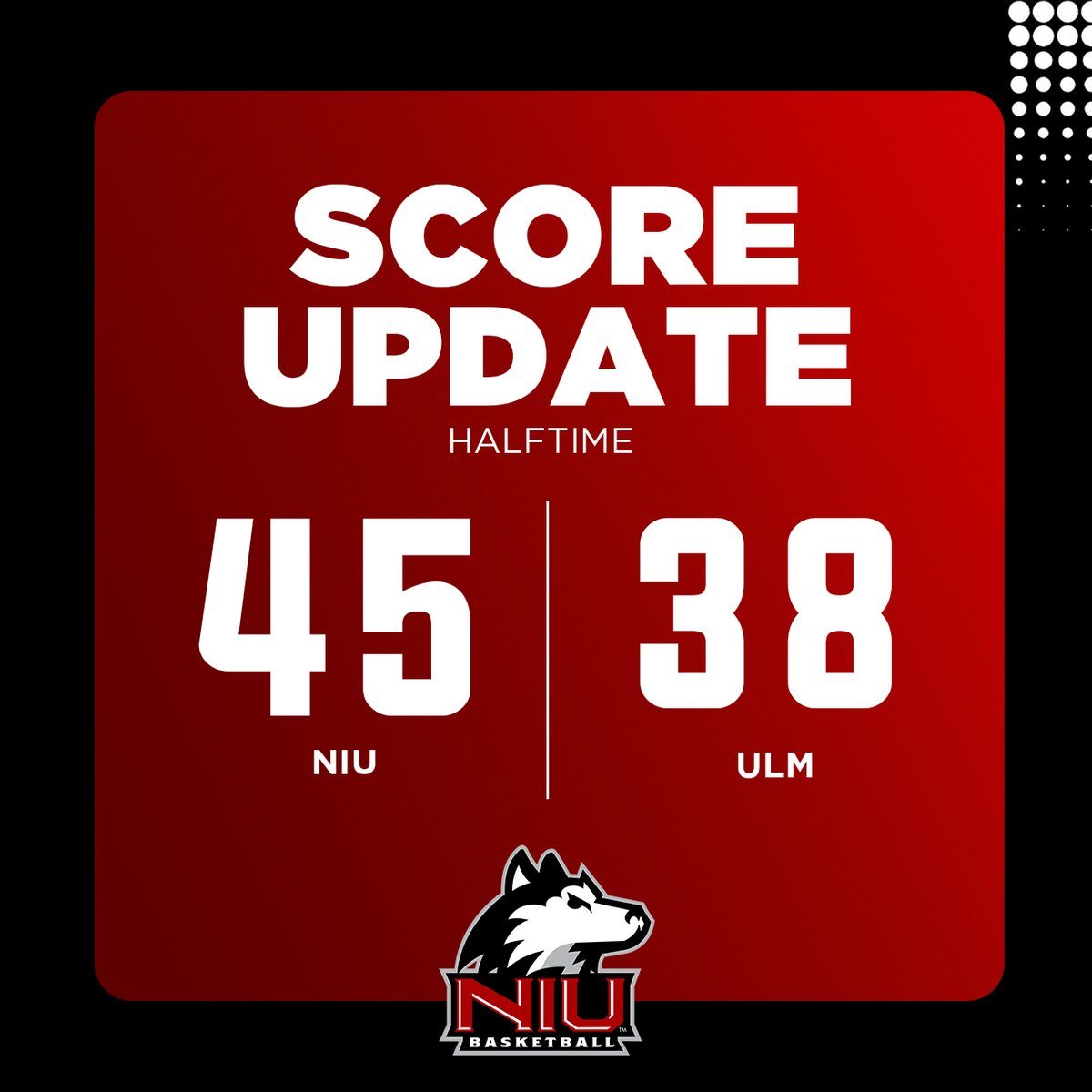 The Huskies lead by seven at the break. 

Gustav Winther with 12 points, Jao Ituka with 11 for the Huskies at the half.