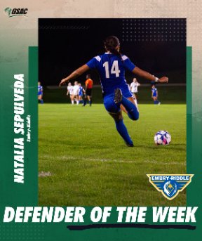 gsacsports's tweet photo. ⚽️Women’s Soccer Players of the Week are in!
⭐️ Offensive Player of the Week- Maddy Traylor @TMUAthletics
⭐️ Defender of the Week-Natalia Sepulveda @erau_eagles
Congratulations to these Women’s soccer players!
#gsacwsoc #therightwaytoplay https://t.co/BY9DEqmDca