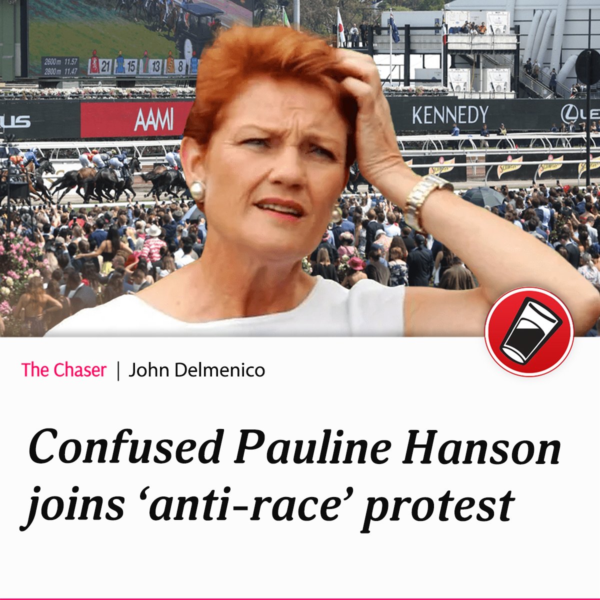 chaser's tweet image. "Our leaders should not be celebrating any race having the power to stop this nation.”