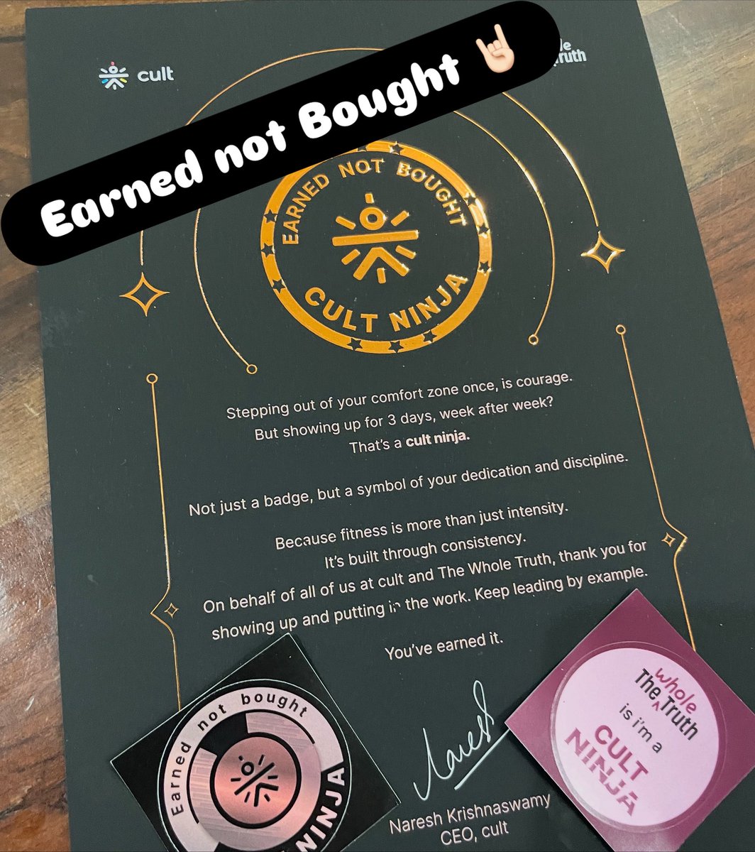 chetandgp's tweet photo. Earned the badge. Owned the grind. 🥷💥
#CultNinja #CultFit #CultFitness #CultTransform #CultTraining #CultCommunity
#CultLife #CultWorkout #BeBetterEveryday https://t.co/ovanXlHkFl
