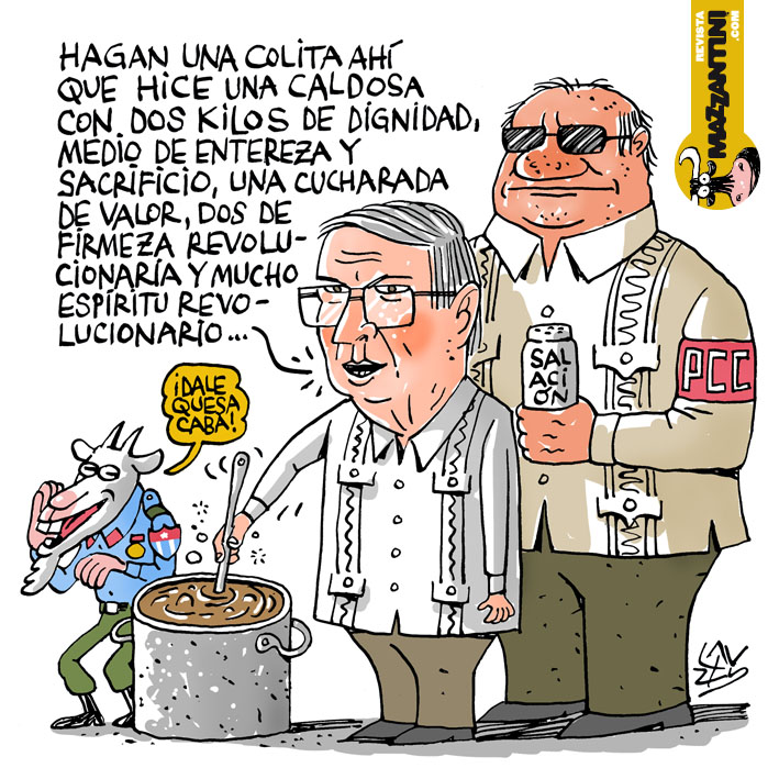 "Caldosa", por Lauzán. EEUU “destinará directamente” USD 3.000.000 de ayuda y Bruno responde citando a Fidel: “no pueden perdonarnos la dignidad, la entereza, la firmeza ideológica, el espíritu de sacrificio y revolucionario de #Cuba". Nada de eso se come ni sirve de techo, nada.