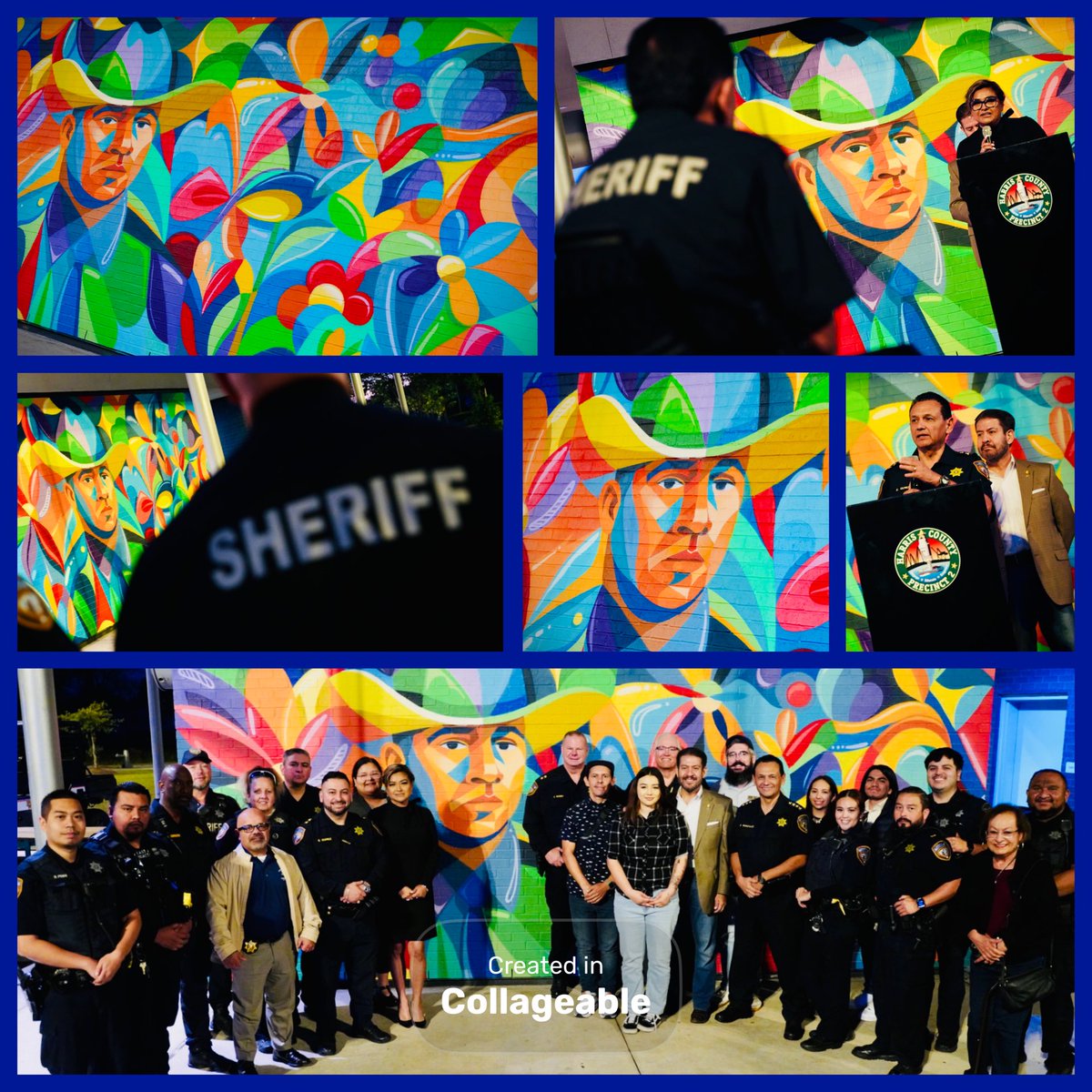 A vibrant mural unveiled at James Driver Park celebrated the memory of fallen <a href="/HCSOTexas/">HCSOTexas</a> Detective Darren Almendarez. Local artist Dual designed and installed the mural. This mural reminds us that while Darren may no longer walk beside us, his courage inspires every deputy who