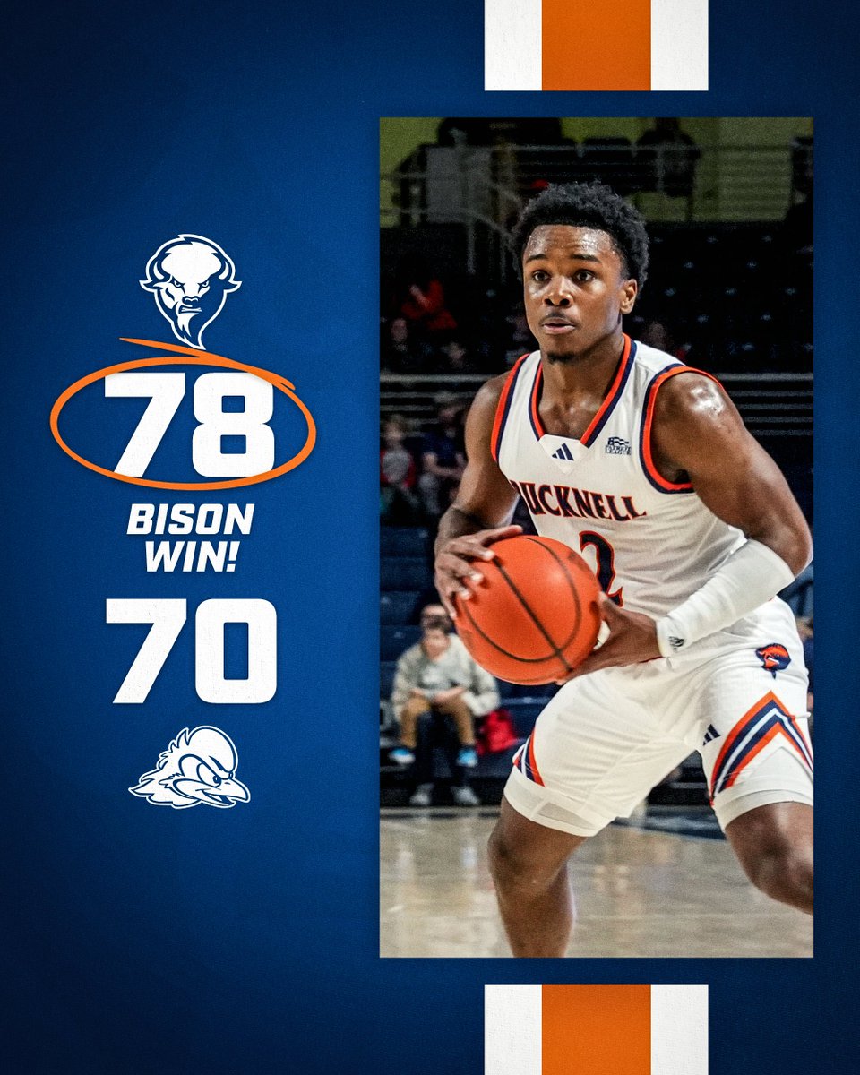 Bucknell_MBB's tweet image. BISON WIN! 

Bucknell withstands a late Delaware rally to start the 2025-26 season with an opening night dub!

#rayBucknell | #Team131