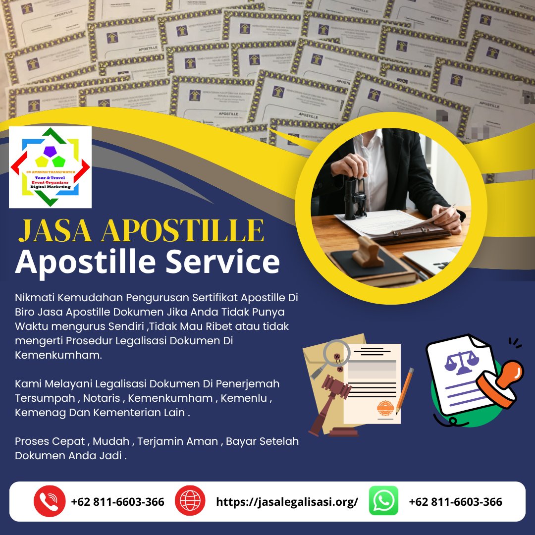 Apostile_Jkt's tweet photo. Jasa Legalisasi Apostille Di Kemenkumham

Untuk Info Hubungi Kami : +62 811-6603-366

https://t.co/3jkjWI1BDe
https://t.co/Uf416r1x2Y

#apostille #apostilleservices #apostilleservice #jasa_apostille #jasaapostille #apostilleindonesia #sertifikatapostille #apostilleagent https://t.co/NeIF8g7FPc