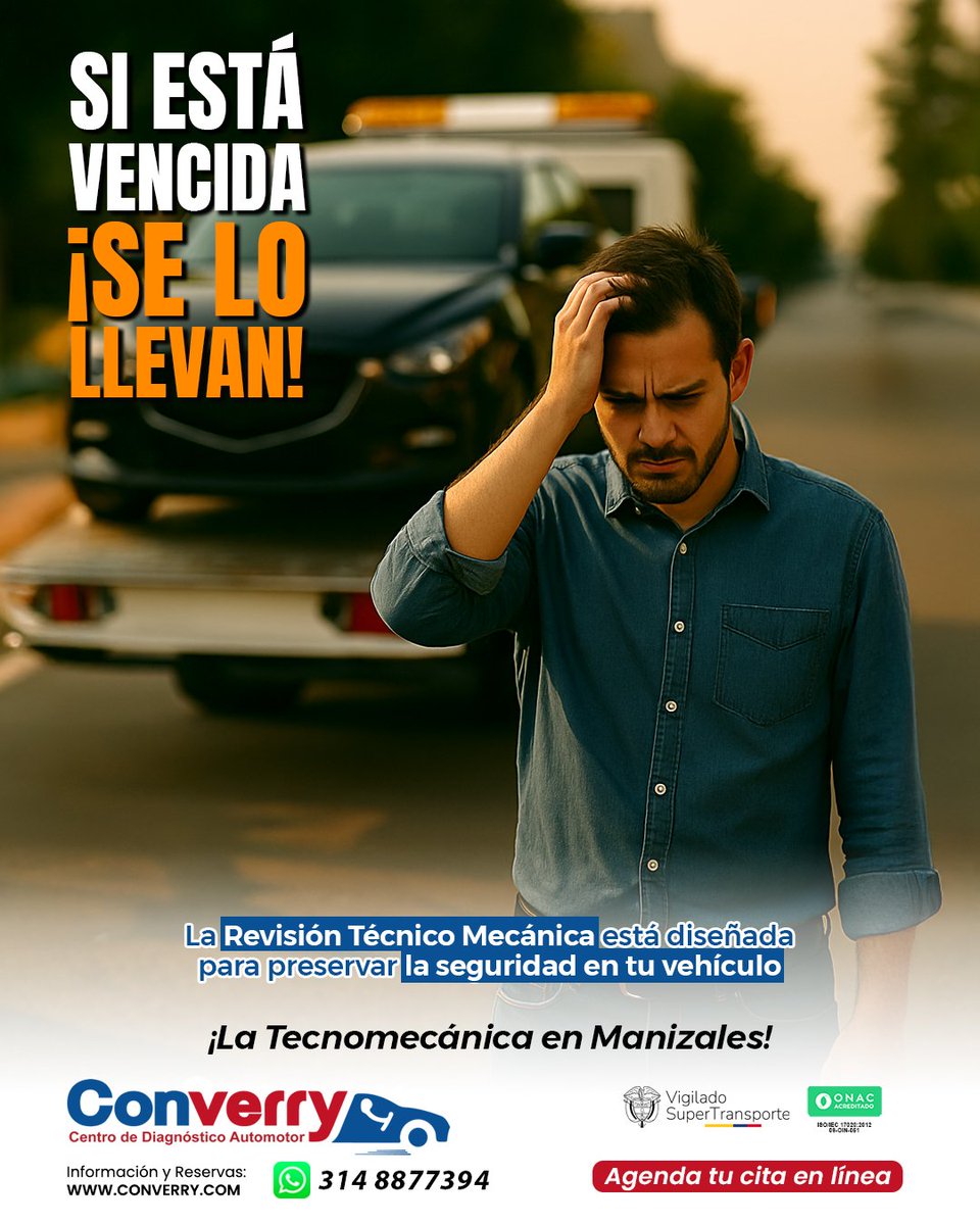 cdaconverry's tweet photo. 🚨 ¿Ya revisaste la fecha de vencimiento de tu Revisión Técnico Mecánica?
Una simple distracción puede terminar en un gran problema.

Evita multas, grúas, sanciones y dolores de cabeza.

Verifica hoy mismo la vigencia de tu revisión y asegura tu tranquilidad en la vía. https://t.co/8B1fPVkrQm