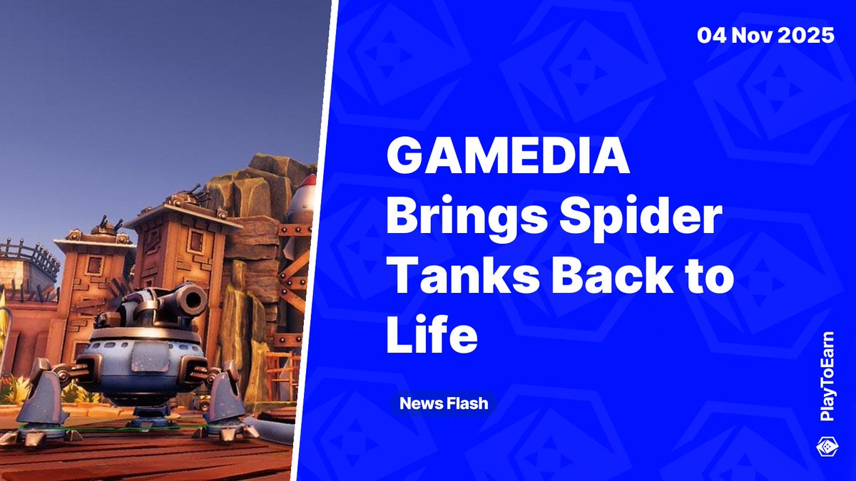 GAMEDIA Brings Spider Tanks Back to Life with Immutable Partnership 🌱✨

Dutch studio <a href="/GAMEDIA_GAMES/">GAMEDIA</a> is reviving Spider Tanks through an alliance with <a href="/Immutable/">Immutable</a>. Once tied to Gala Games, but now reworked as Spider Tanks: Cores of Chaos is launching on December 8

Read more 🧵