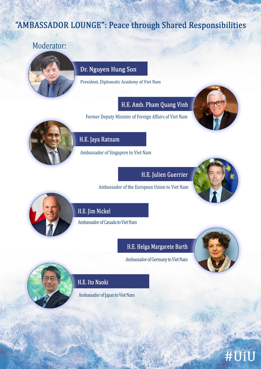 Scs_Connect's tweet photo. [#SCSC17 #UiU] The 1st-ever "Ambassador Lounge"  started, featuring Moderator - #DAV Pres. @HungSon_DAV &amp;  senior diplomats - Amb. @vinhlhq2015 🇻🇳, Amb. @JGuerrier_EU @EUDelegationVN 🇪🇺, Amb. @AmbCanVietnam 🇨🇦, Amb. Helga Margarete Barth @GermanyinHanoi 🇩🇪 &amp; Amb.@ito_naoki 🇯🇵. https://t.co/JlHZrDdHWy