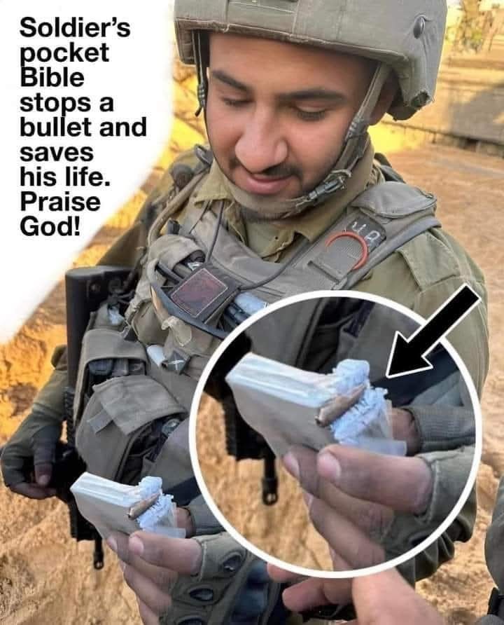 EliAfriatISR's tweet photo. A Bible in an IDF soldier's pocket saved him from being shot.

Thank God.🙏 https://t.co/Bo1nOZxPZg