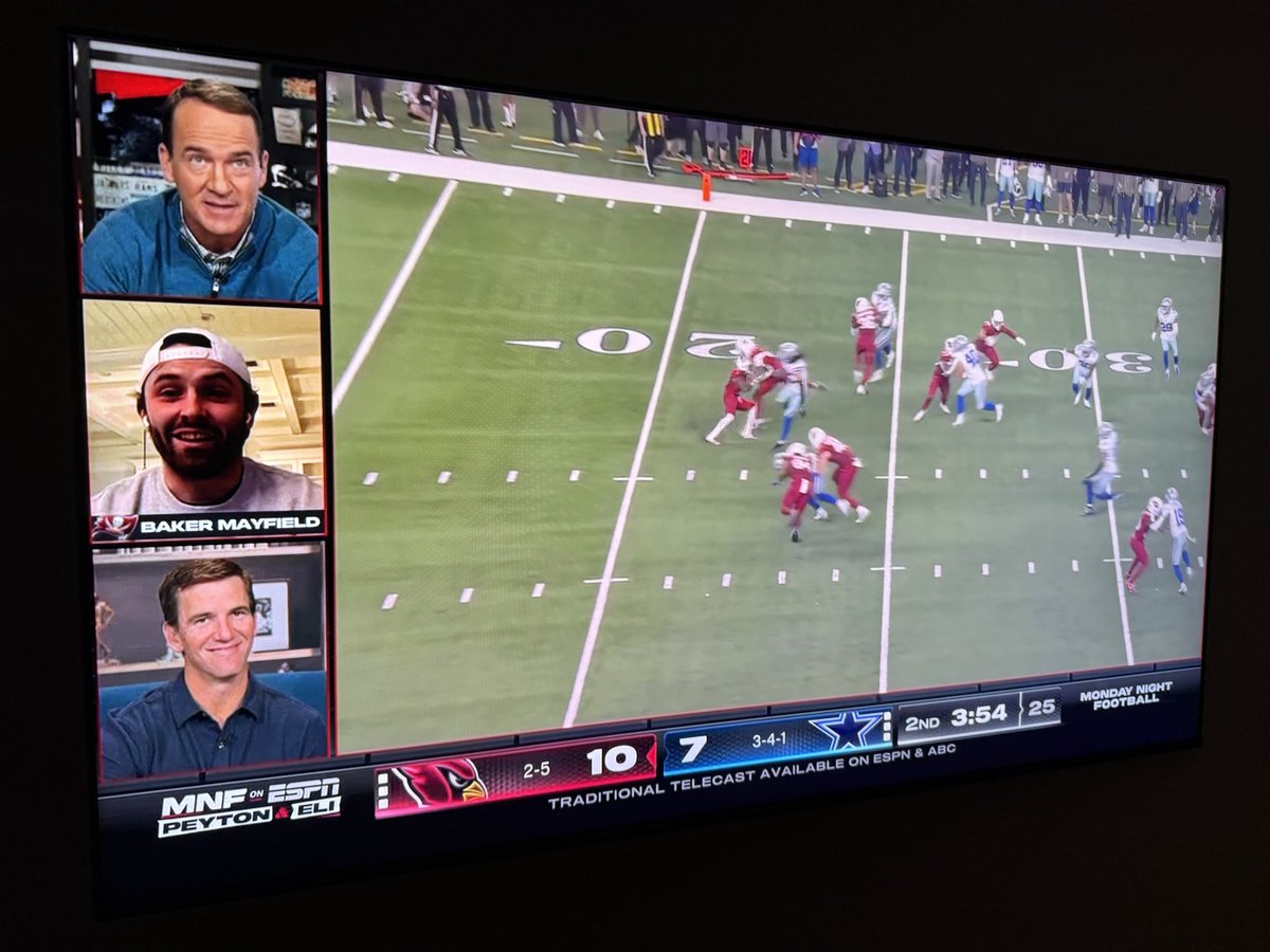 Buccaneers QB Baker Mayfield, with Peyton and Eli on the Manningcast, looks ahead to Sunday and facing the Patriots:

“Should be a good matchup. Any time you play a team led by [Mike] Vrabel, you know they are going to be schemed up, coached well, and they’re going to play hard.