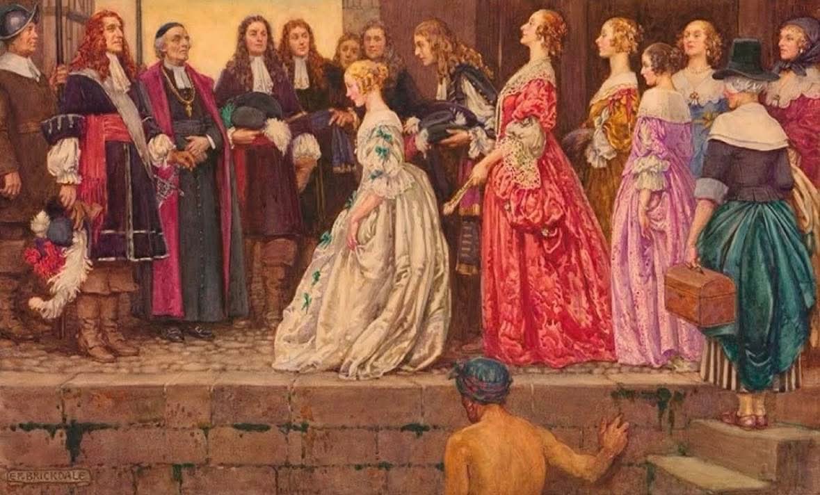archeohistories's tweet photo. In 1663, King Louis XIV launched a bold plan to strengthen French Quebec by sending around 800 women, known as the “Daughters of the King”... 

In mid-17th Century, New France, what is now Quebec, was sparsely populated and overwhelmingly male. Few European women had chosen to make the perilous Atlantic voyage to a harsh, unfamiliar colony. To stabilize and grow the settlement, King Louis XIV and his finance minister Jean-Baptiste Colbert launched an unprecedented program. Between 1663-1673, approximately 800 young women, mostly from modest or orphaned backgrounds, were sent to New France at the Crown’s expense.

These women were called Filles du Roi (Daughters of the King), a title that reflected royal sponsorship. Each received a small dowry, clothing, and basic supplies to help them start a new life. Upon arrival, they were quickly courted by settlers, soldiers, and traders who needed wives to establish families and secure land grants. The initiative was remarkably effective, within a decade, the colony’s population nearly doubled, and family life became central to its survival and culture.

While life in New France was challenging, marked by brutal winters, limited resources, and isolation, the Filles du Roi played a defining role in shaping the demographic and cultural identity of French Canada. Their descendants would go on to populate much of Quebec and other parts of Canada. Today, historians estimate that as many as two-thirds of French Canadians can trace their ancestry to these women.

Many Filles du Roi left detailed marriage contracts and baptismal records, which have become invaluable sources for genealogical research, allowing modern Canadians to trace family histories across more than 300 years.

#archaeohistories