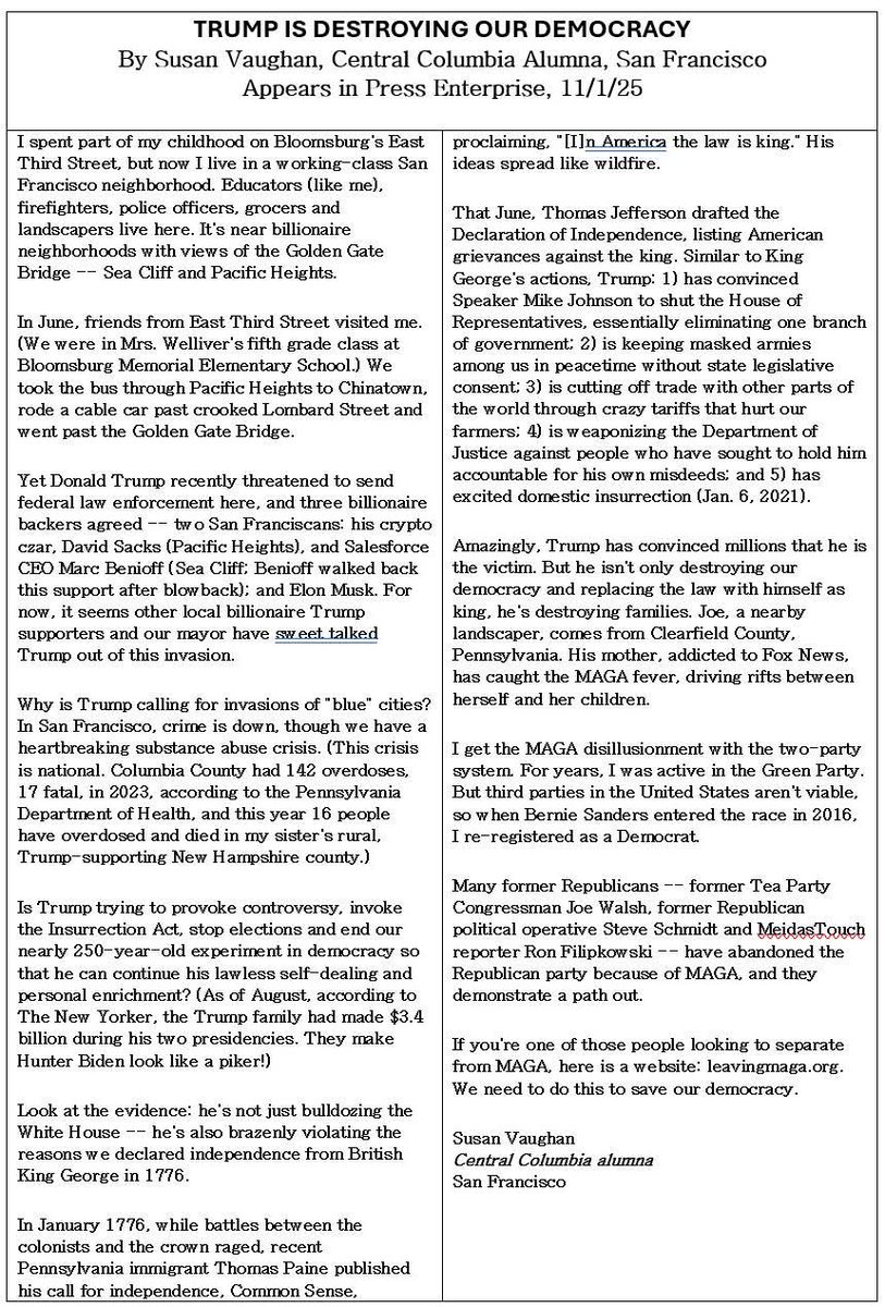 From the November 1, 2025 issue of the Columbia County, Pennsylvania Press-Enterprise.