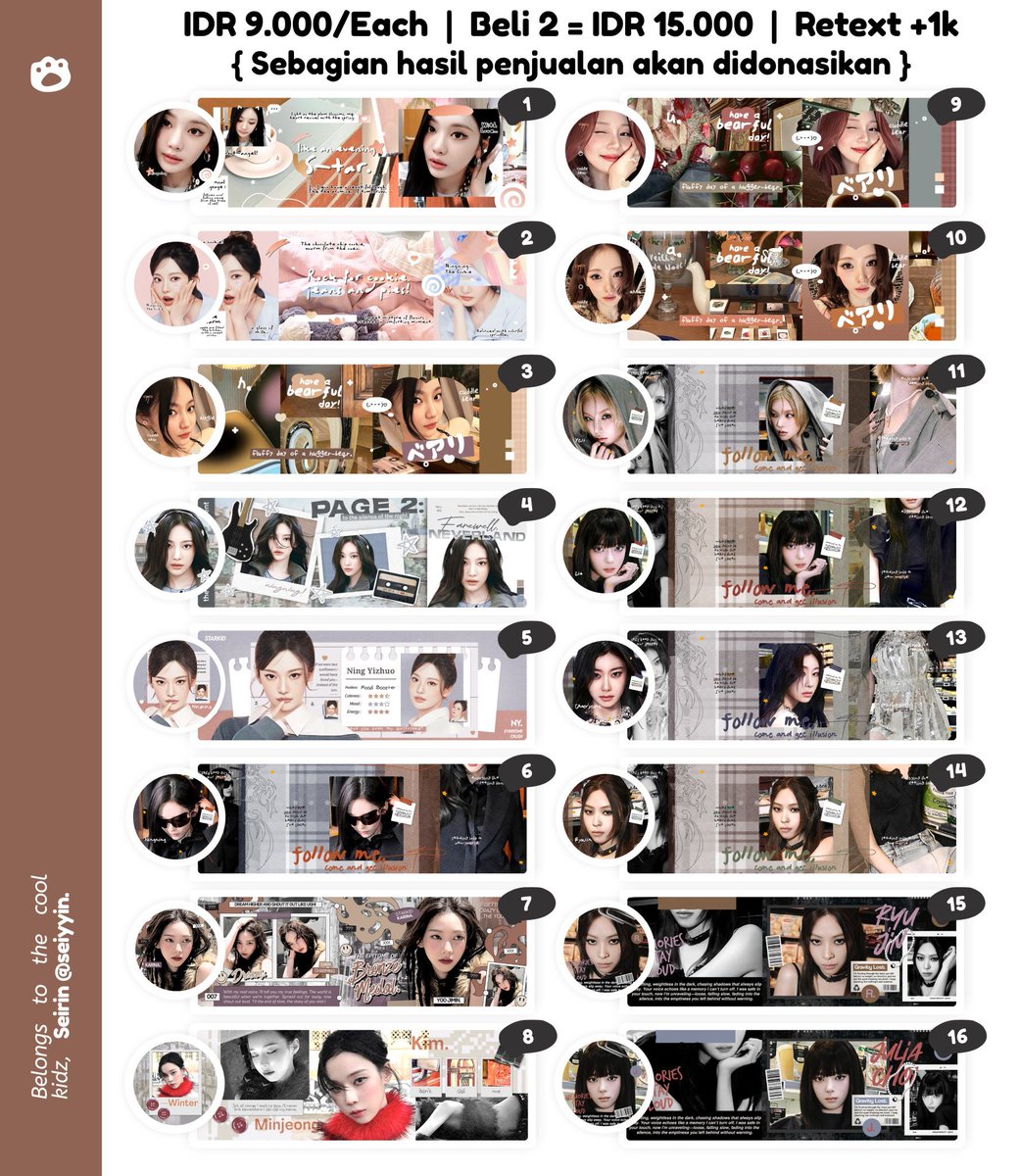 3O974's tweet photo. #zonauang layout rs ningning, karina, winter, umji, anna, yeji, lia, chaeryeong, ryujin, haewon, bae, ye-on, stella, pharita, minju, gaeul, wonyoung, seulgi, sunwoo, younghoon, seokjin, jimin, jhope hoseok, yoongi suga, taehyun harga 9k only @seiyyin https://t.co/2QIHMzev5O