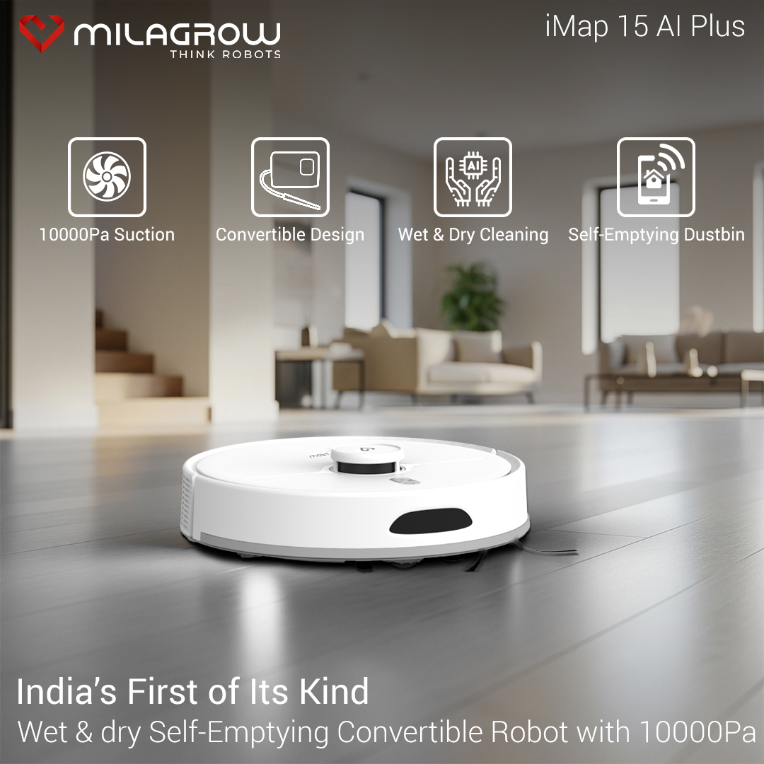 MilagrowRobots's tweet image. 🧹 India’s First Wet &amp;amp; Dry Convertible Robot Vacuum! Features a massive 3.5L self-emptying dustbin for hands-free, powerful cleaning.
Shop Now: zurl.co/itF4Y

#Milagrow #ConvertibleRobot #roboticvacuumcleaner #robotvacuumcleaner #robotvacuum #roboticvacuum