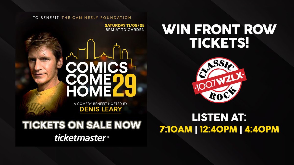 wzlx's tweet photo. Comics Come Home 29 is this Saturday at the @tdgarden and WZLX has your chance to sit in the FRONT ROW! 🙌⁠ ⁠

🎟️ Listen all week at 7:10AM, 12:40PM and 4:40PM for your chance to win tickets to the show. Then, one Grand Prize winner will be upgraded to the FRONT ROW!  

#CCH29 https://t.co/PPkDO2NWWq