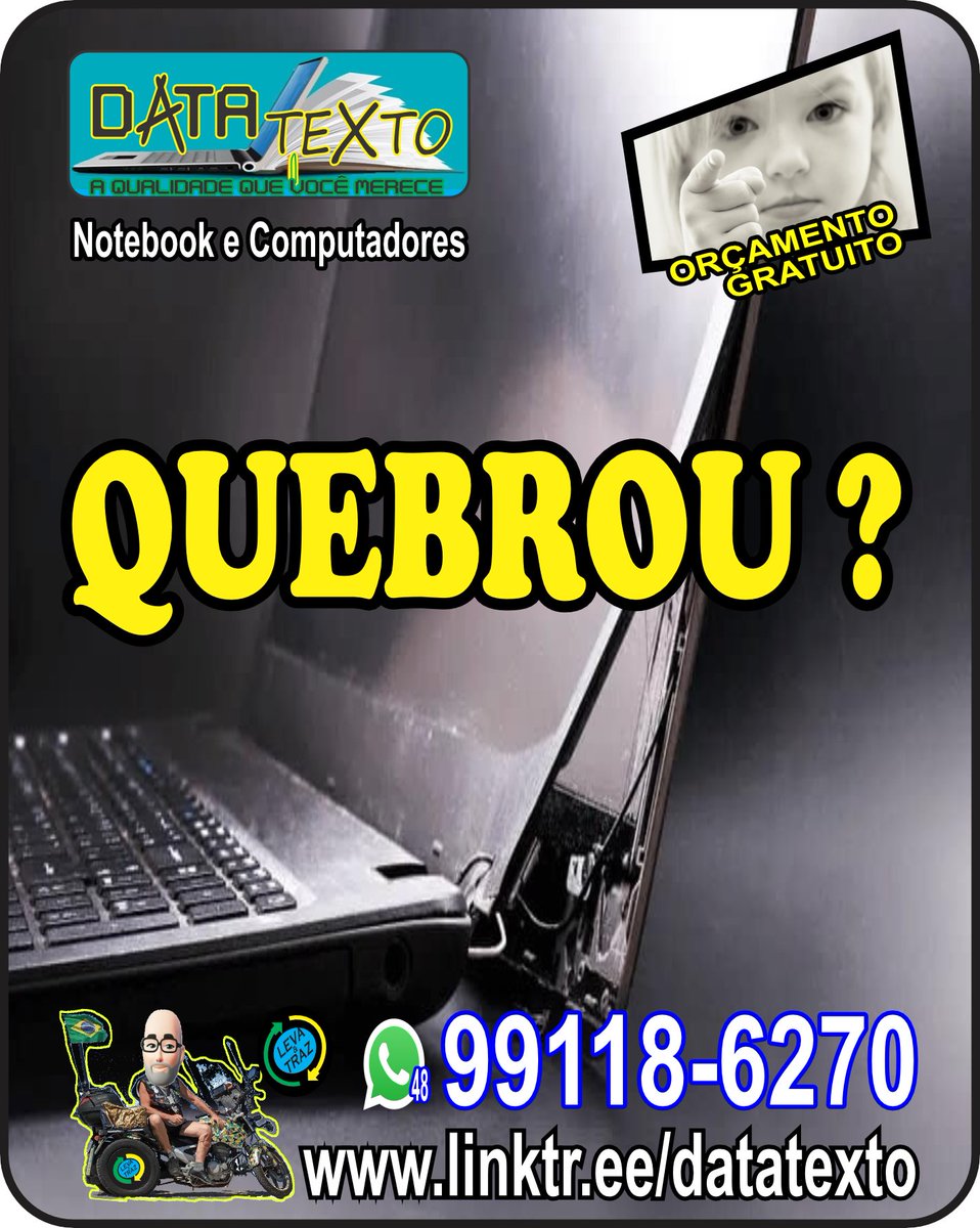 datatexto's tweet photo. 👉😞😞1º QUEBROU TUA MAQUINA, TEU VEÍCULO PARA ANDAR PELO MUNDO DIGITAL 😞😞👈

LEMBRE SEMPRE que só a DATATEXTO pode oferecer 🧰soluções🧰 de ponta para evitar e resolver todos os problemas do seu 🖥️notebook ou 🖥️PC!

🌎🌐🇧🇷 https://t.co/9ew9DLqSoU

📲☎️📞 zap 48 99118-6270 https://t.co/M5SRbuaUU6