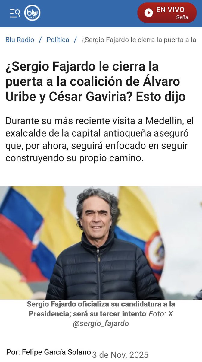 Se trata de presentarle una alternativa a los colombianos qué sea distinta a los malos gobierno de la oligarquía y del petrismo. No hubo cambio alguno.
#AdelanteConFajardo