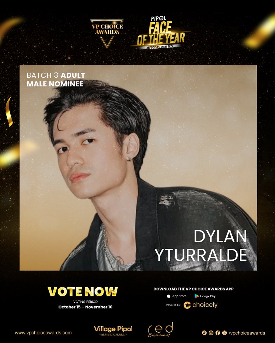 vpchoiceawards's tweet image. Who among Dylan Yturralde, Justin De Dios, or Darren Espanto is your favorite #PIPOLFaceOf2025 Adult Male nominee?

Cast your votes now via the VP Choice Awards App or the Web Voting Portal powered by Choicely at vpchoiceawards.com/webvote to help them secure a spot in Batch 3’s…
