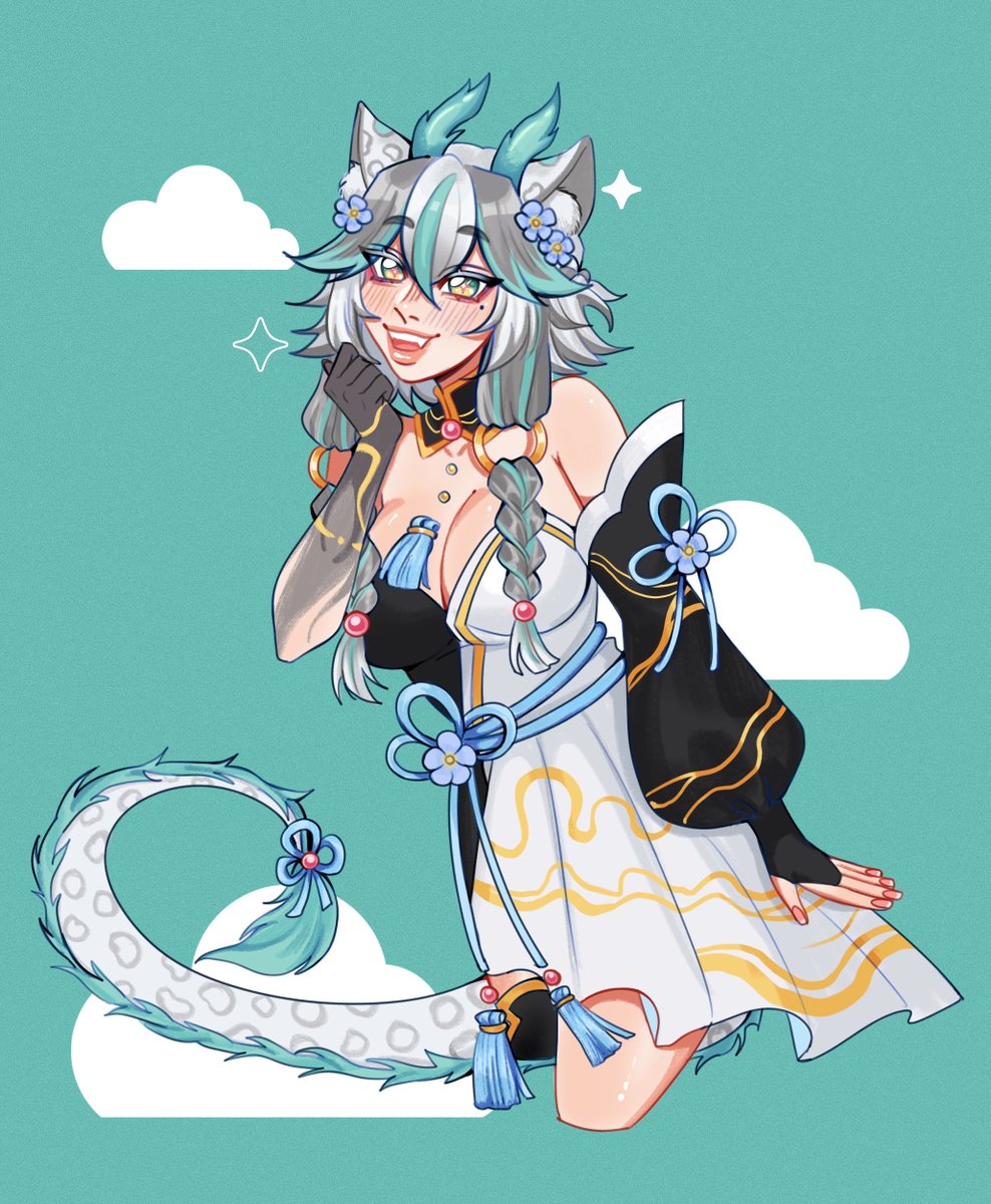 I hope everyone is having a great start to their week 🩵 I'll be back to streaming on Wednesday!

🎨beautiful art drawn and gifted by my fave @/rowydreams 🩵