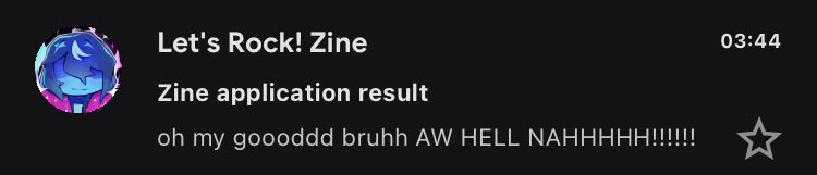 i'm never applying for a zine ever again dawg 💔