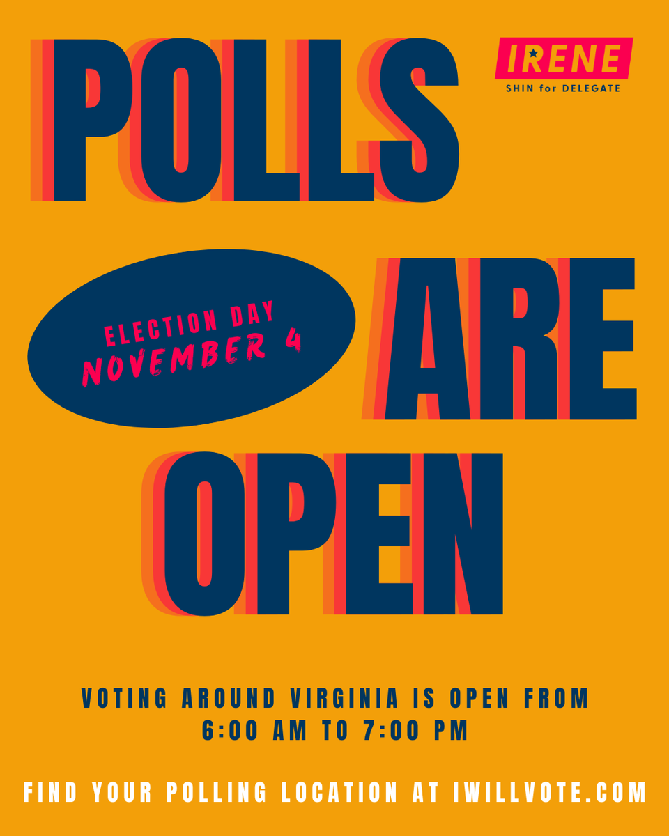 Polls are open, Virginia! I'm honored to serve HD-08 &amp; am ready to get back to Richmond to deliver a Commonwealth that works for everyone — this time with a Governor who will fight for our freedoms, <a href="/SpanbergerVA/">Community ™Spanberger For VA🌐</a>! Find your polling location now: iwillvote.com