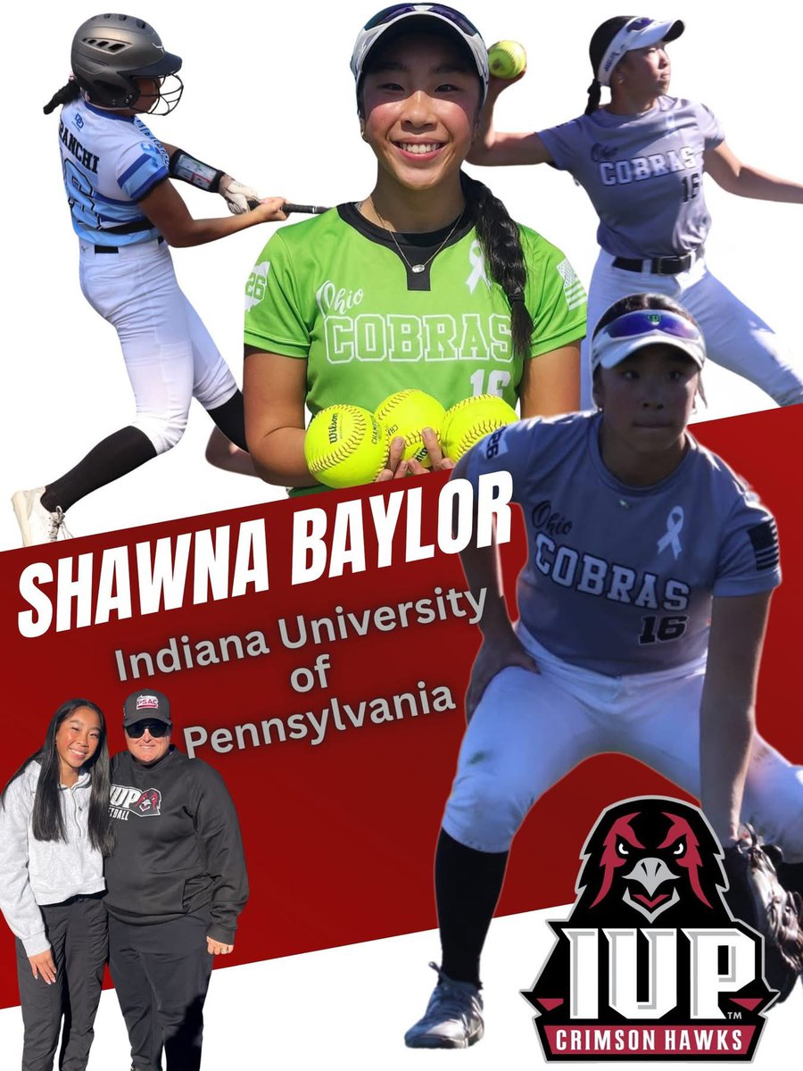 🎉 COMMITMENT ALERT 🎉

Congratulations, Shawna Baylor!!
We are proud to announce that Shawna will be continuing her academic and athletic career at Indiana University of Pennsylvania (IUP)! ❤️🥎

Your Ohio Cobras ’08 family couldn’t be more proud of you, Shawna!
<a href="/shawna_baylor08/">Shawna Baylor</a>