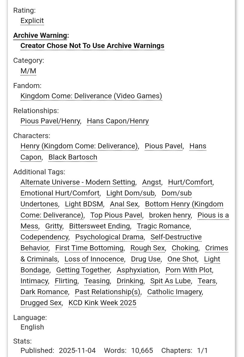 KCD Kink Week - Day 2: Drugged Sex

🔥 Seven Minutes in Hell 🔥

🔗: archiveofourown.org/works/73403006

"Then take me to Hell, Pious Pavel." 

#KCD #KCD2 #Gregorious #HenryofSkalitz #PiousPavel