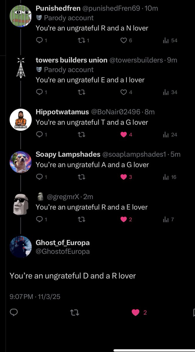 <a href="/GhostofEuropa/">Ghost_of_Europa</a> <a href="/gregmrX/">🗿</a> <a href="/soaplampshades1/">Soapy Lampshades</a> <a href="/BoNair02496/">Hippotwatamus</a> <a href="/towersbuilders/">towers builders union</a> <a href="/punishedFren69/">Punishedfren</a> <a href="/stalkerneo216/">stalkerneo</a> <a href="/blehgirliex/">julie✨🏳️‍⚧️</a> Very ungrateful bridge jumper <a href="/blehgirliex/">julie✨🏳️‍⚧️</a> is a 👇🏻