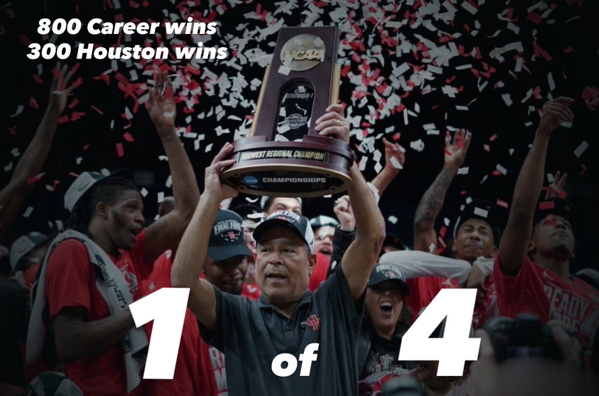 Coach Sampson joins Rick Barnes, John Calipari and Bill Self as one of now 4 active coaches in Men’s Basketball with 800+ wins.

Tonight also marks 300 wins at the University of Houston.