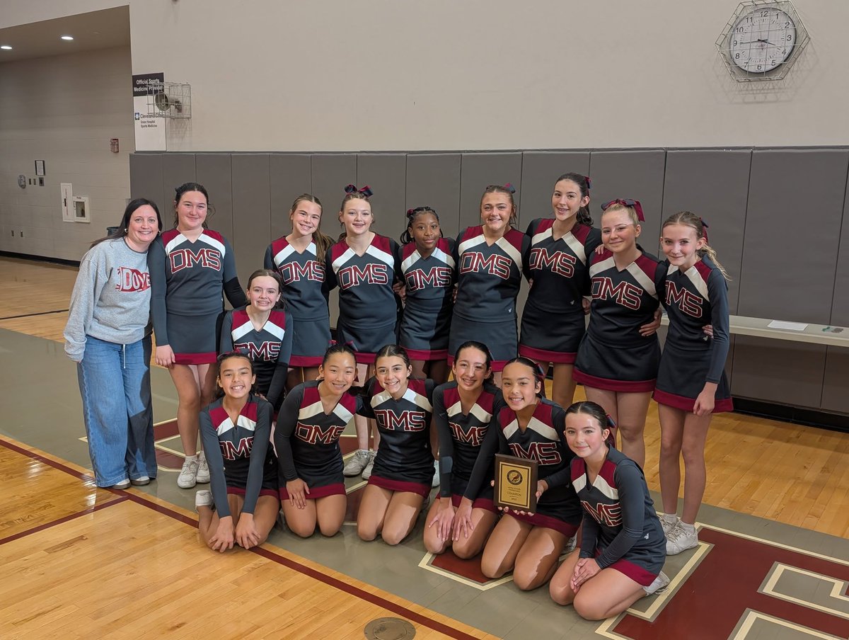 DoverOHFootball's tweet photo. Congrats to the Dover Cheerleaders on winning the Ohio Cardinal Conference Cheer Championships. It was a clean sweep for the Tornadoes, who won High School, Middle School and Coach of the Year!

Way to go DOVER! 🌪️📣 @Dover_cheer 
#ohiocardinalconference Champions!
#ohiocardinal https://t.co/UQ7RfOgFRJ