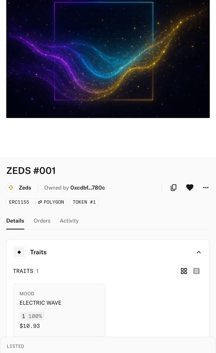7amunchies's tweet photo. ✨ZEDS
#001
1/1 COSMIC
0.003 WETH ($7)
Zero gas, instant buy
👉 https://t.co/f8wTx94biN
#NFT #Polygon #Zeds https://t.co/EY85EAxlgE