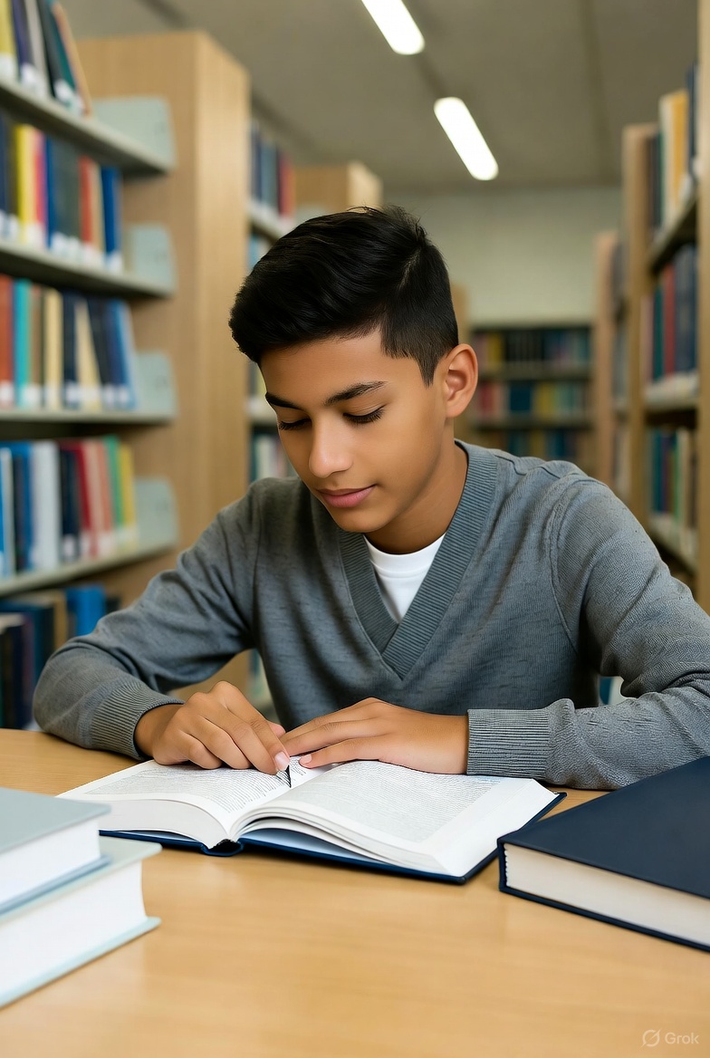 VicBioDev's tweet image. 今天儿子期中考试，早上10点多就放学了，让这小子和我一起来图书馆复习数学，怎么也不肯。
初中生我真的已经管不了了。

用Grok生成个小图片安慰下自己。
