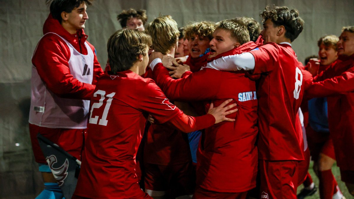 Shorthanded <a href="/Johnnie_Soccer/">Saint John's Soccer</a> upset No. 6 Augsburg 2-1 tonight in the MIAC playoffs!

The Johnnies, who played down 2 men for the game's final 15:08, face top-seeded No. 3 St. Olaf in the MIAC semis at 2pm Thurs. in Northfield.

RECAP: gojohnnies.com/news/2025/11/3…

#GoJohnnies | #d3soc
