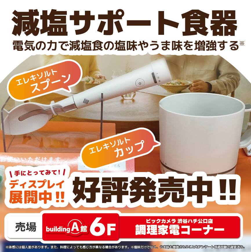 美味しい減塩生活をぜひ！ ビックで 減塩サポート食器『エレキソルト