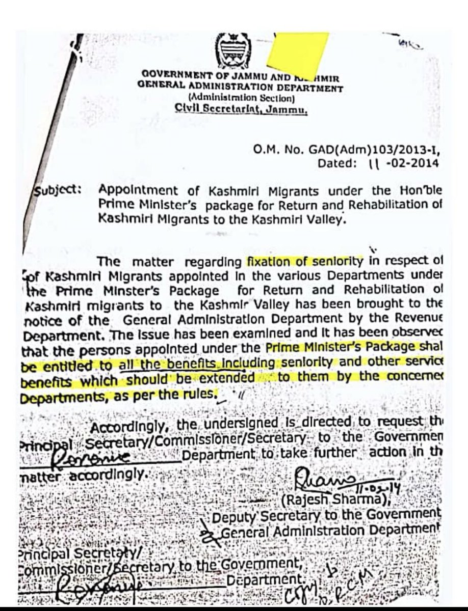 handu_rake9885's tweet image. No. 34 of JK DMRRR needs to be  amended. #PMPACKAGEEMPLOYEES  should be entitled for all the benefits including seniority &amp;amp; other service benefits which should be extended to them by the concerned deptts.
@OfficeOfLGJandK
@AMEAK_Displaced 
@AAMEAK 
@gmshaheenjdu 
@handu_rake9885