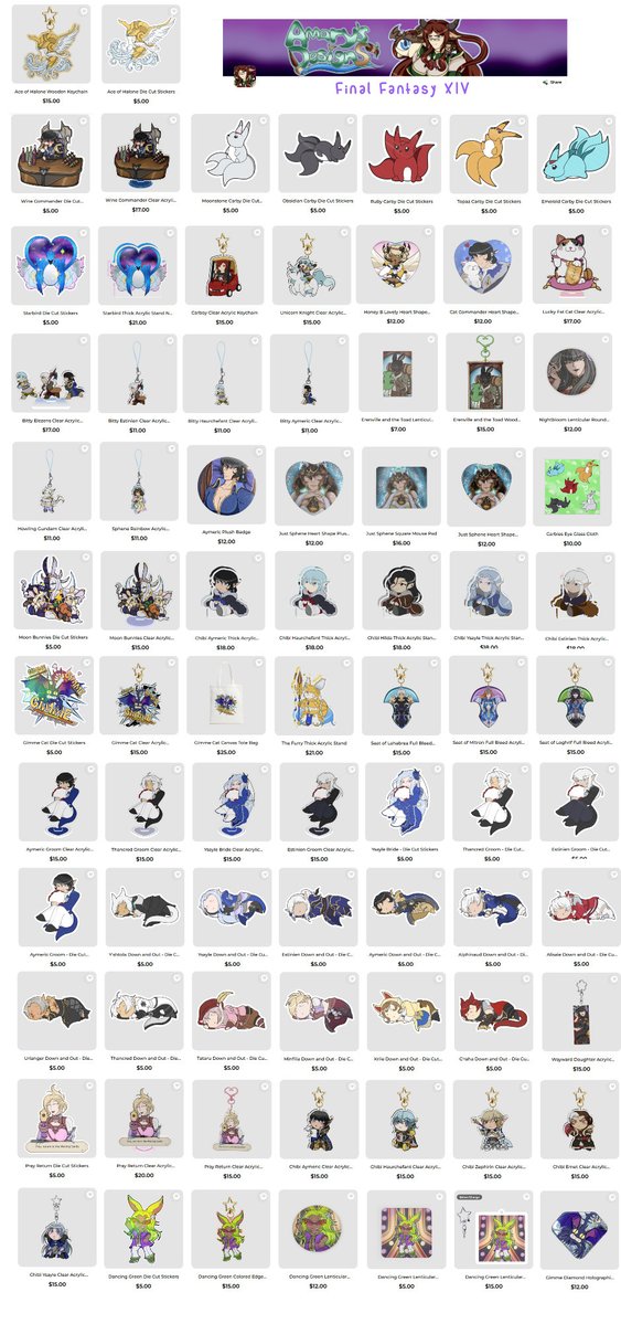 MeiAdrianus's tweet image. Hello! I have a number of XIV offerings for your persual!

Etsy has 25% off clearance (shipping cutoff dates in announcement). My other two have way more designs💕

Etsy: amarysdesignsart.etsy.com
ACG Catalogue: amarysacg.carrd.co
Teepublic: tee.pub/lic/NvcbE1rpRhI