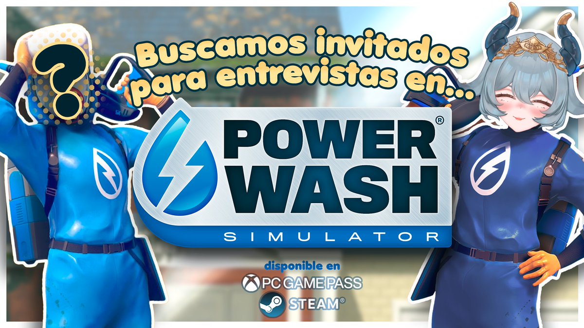 ¿Te gustaría aparecer en una de mis entrevistas?🗣️🗣️

Esta tu oportunidad para hacerte conocer y para pasar un buen rato uwu. Puedes estar como invitado junto a otro VTuber.

El juego está disponible en el PC Game Pass y en Steam, puedes participar con el PowerWash Simulator o el