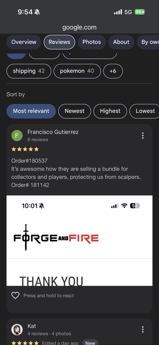 RedAce1101's tweet photo. @ForgeStoreSTL @ForgeStoreSTL is there still a chance to get it I left review yesterday but email was incorrect and didn’t realize until now. I sent email to help@forgeandfiregmaing.com https://t.co/TtlnVOp3sk