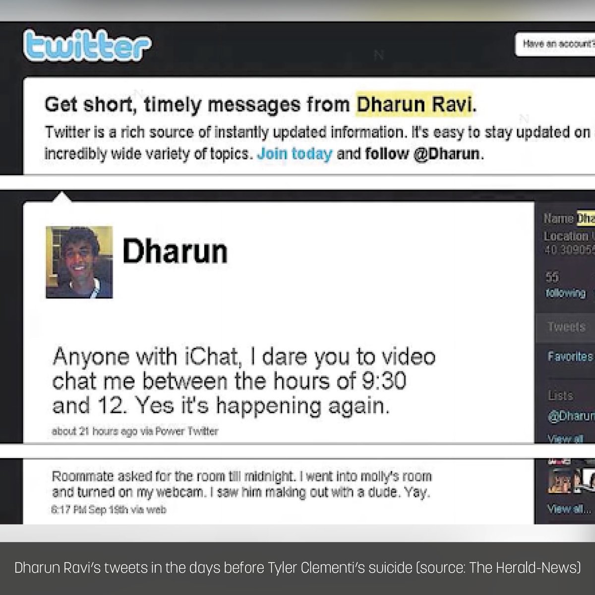 5. Dharun Ravi in court 6. The layout of Room 30 in Davidson C. Tyler  Clementi's half of the room was on the left (open curtain), Dharun Ravi's  was on the right (, image size:1200x1200