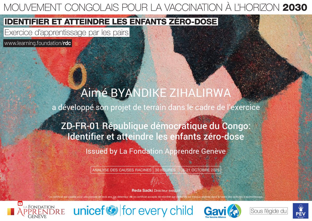 AByandike's tweet photo. Merci à La @Fondation apprendre  Genève, UNICEF et Gavi pour cette opportunité d’action et d’impact. 🌍

#ZeroDose #Vaccination #SantéPourTous #LeadershipCommunautaire @UNICEFDRC @gavi_fr https://t.co/z4nj11bYte