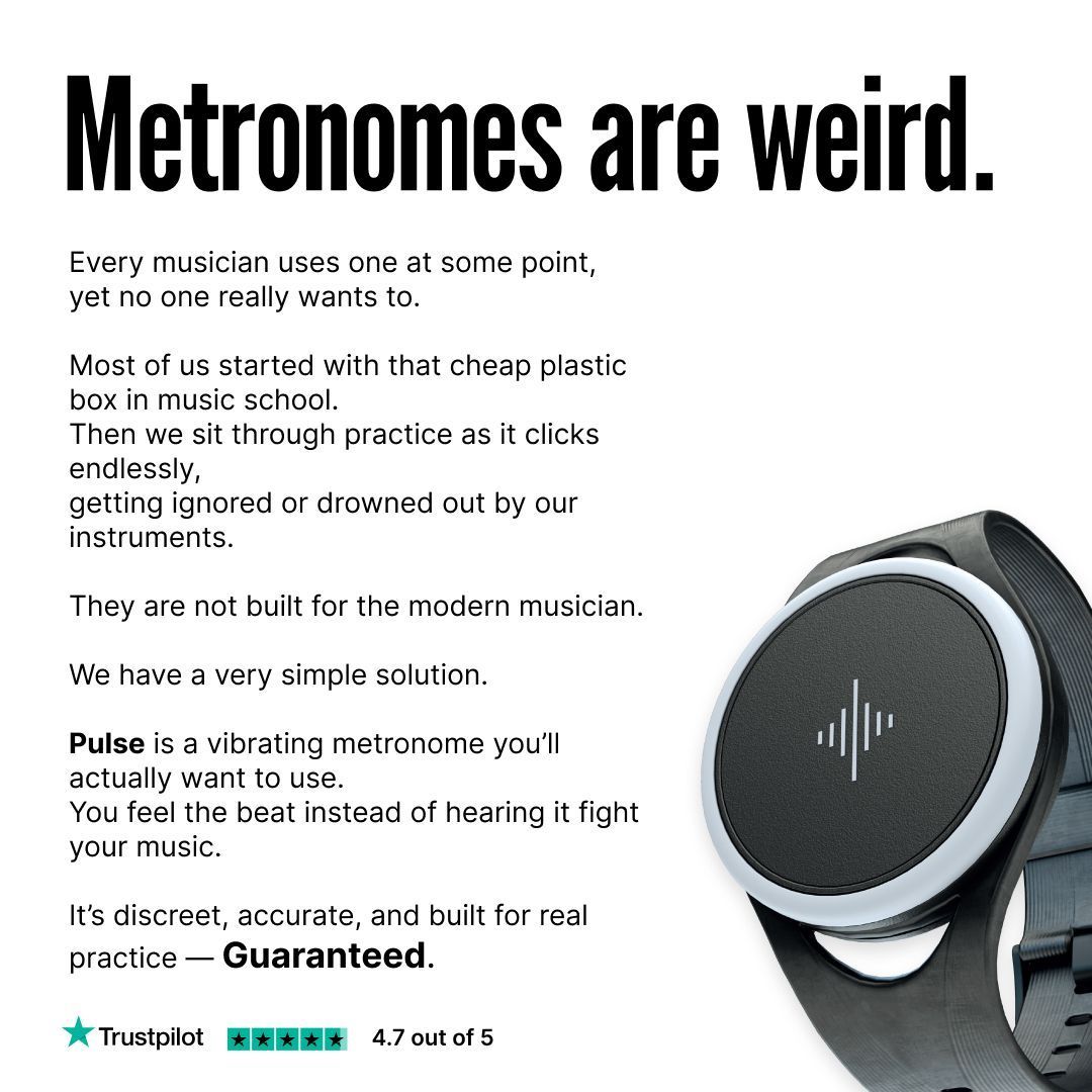 soundbrenner's tweet photo. Metronomes are weird… but they don’t have to be.
Say goodbye to annoying clicks and hello to feeling the beat.
The Soundbrenner Pulse is built for real practice — and real musicians.
#Soundbrenner #SoundbrennerPulse #Metronome #FeelTheBeat https://t.co/7i8K3ObY0w